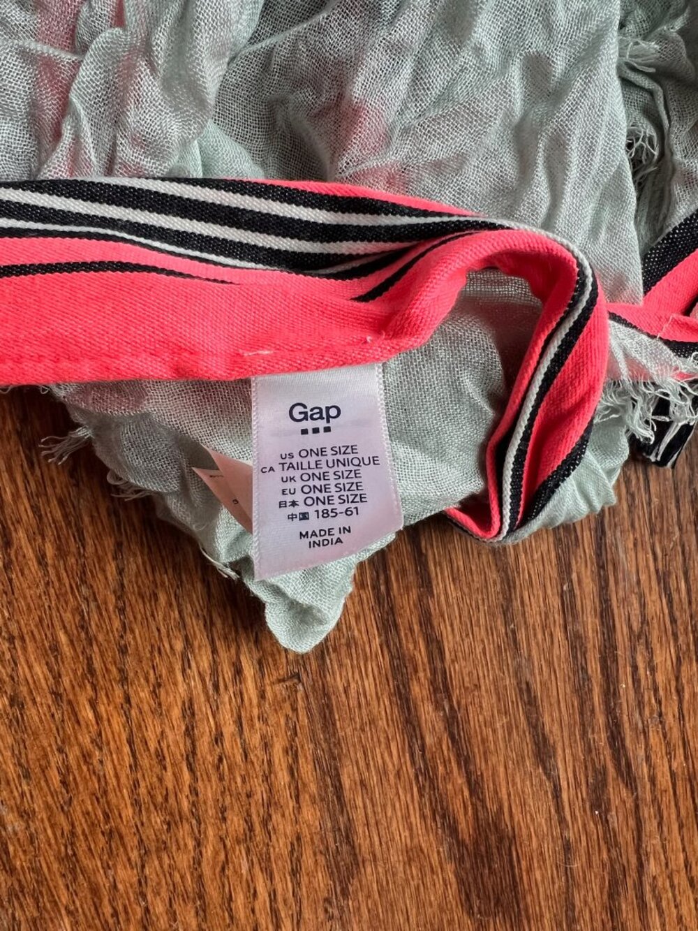 Mint Blue Infinity Scarf Neon Pink Stripe Trim Loop Scarf O/S - Picture 2 of 2